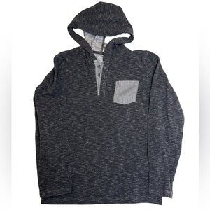 Cat & Jack Boys Black Dark Grey Hoodie Henley M 10/12 Comfy Lightweight